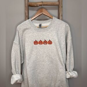Embroidered Fall Crew Neck Sweatshirt